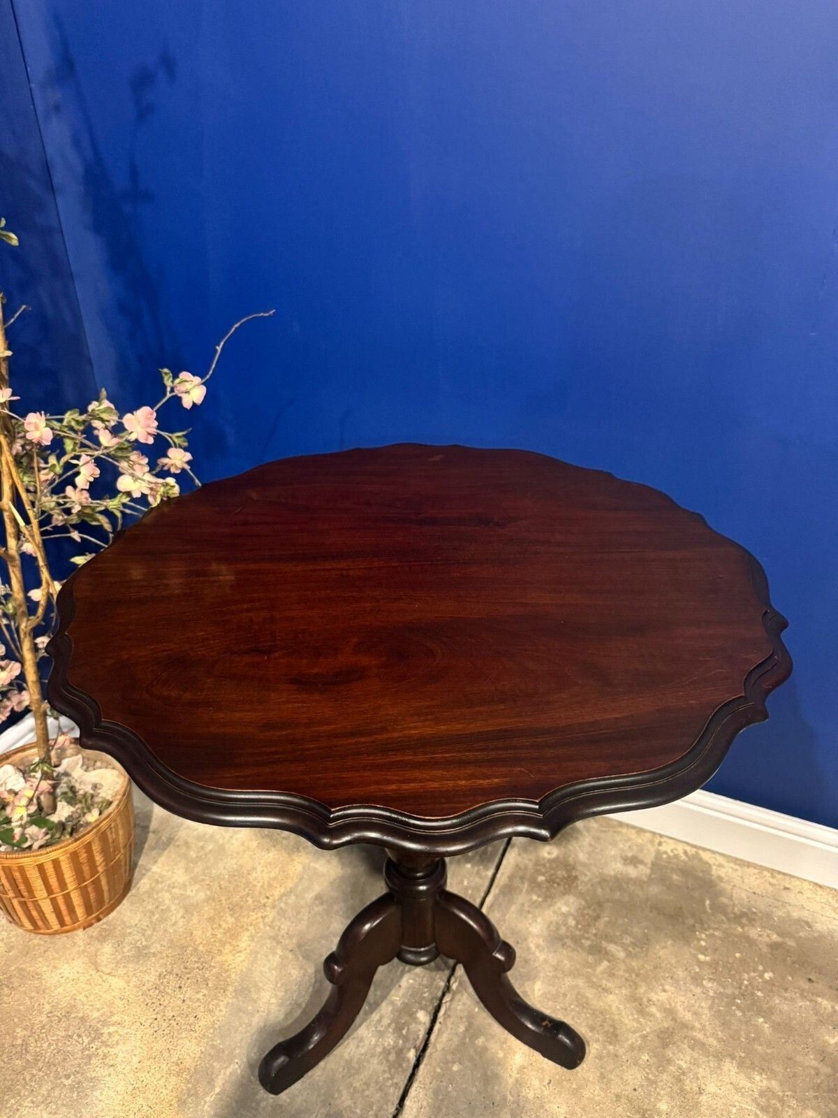 Antique Edwardian Mahogany Pedestal Side Table Cabriole Leg Hall End Vintage. photo for sale