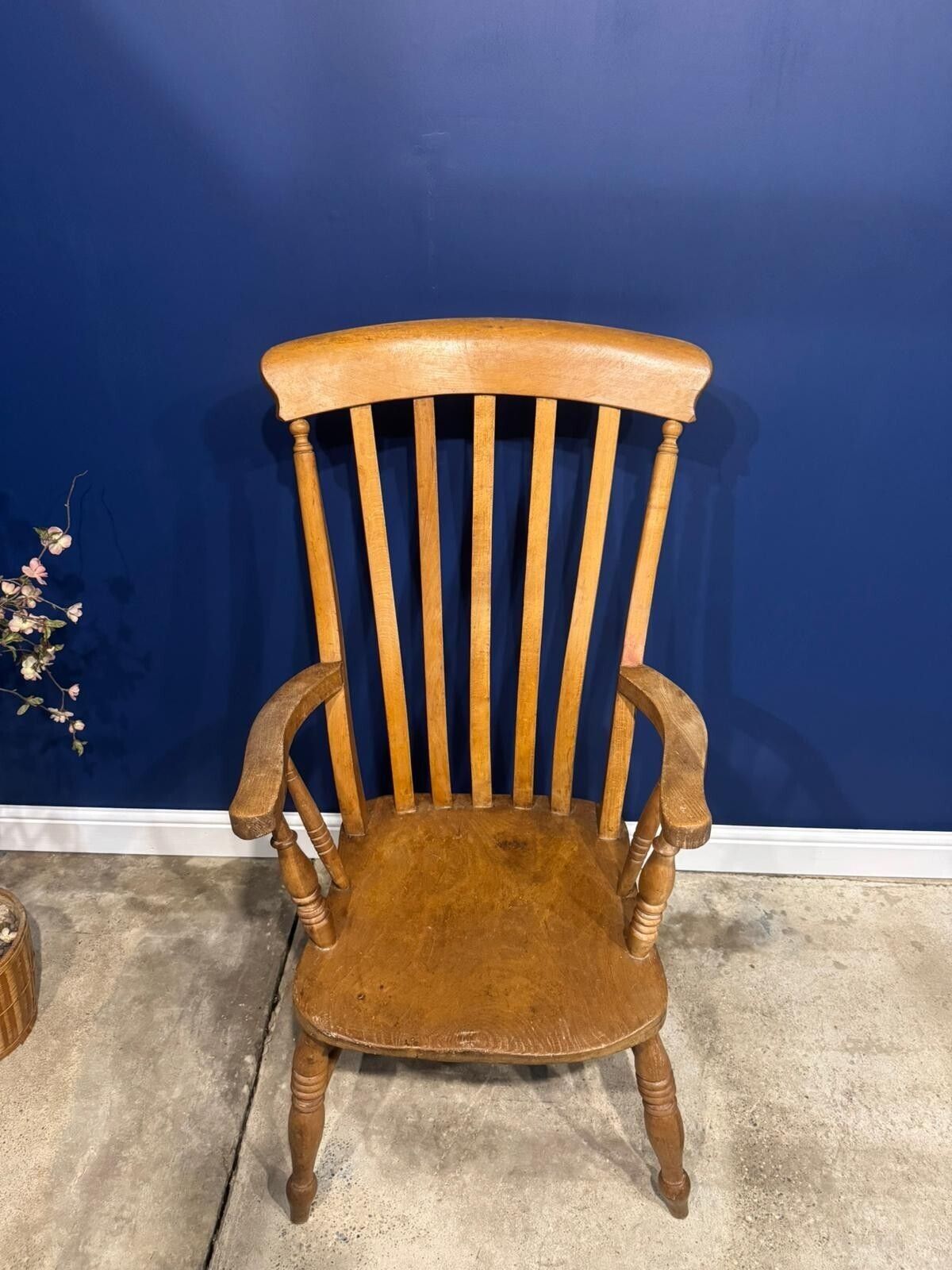 Antique Elm Armchaihair Farmhouse Rustic Kitchen Dining Chair Victorian Bedroom. photo vinterior