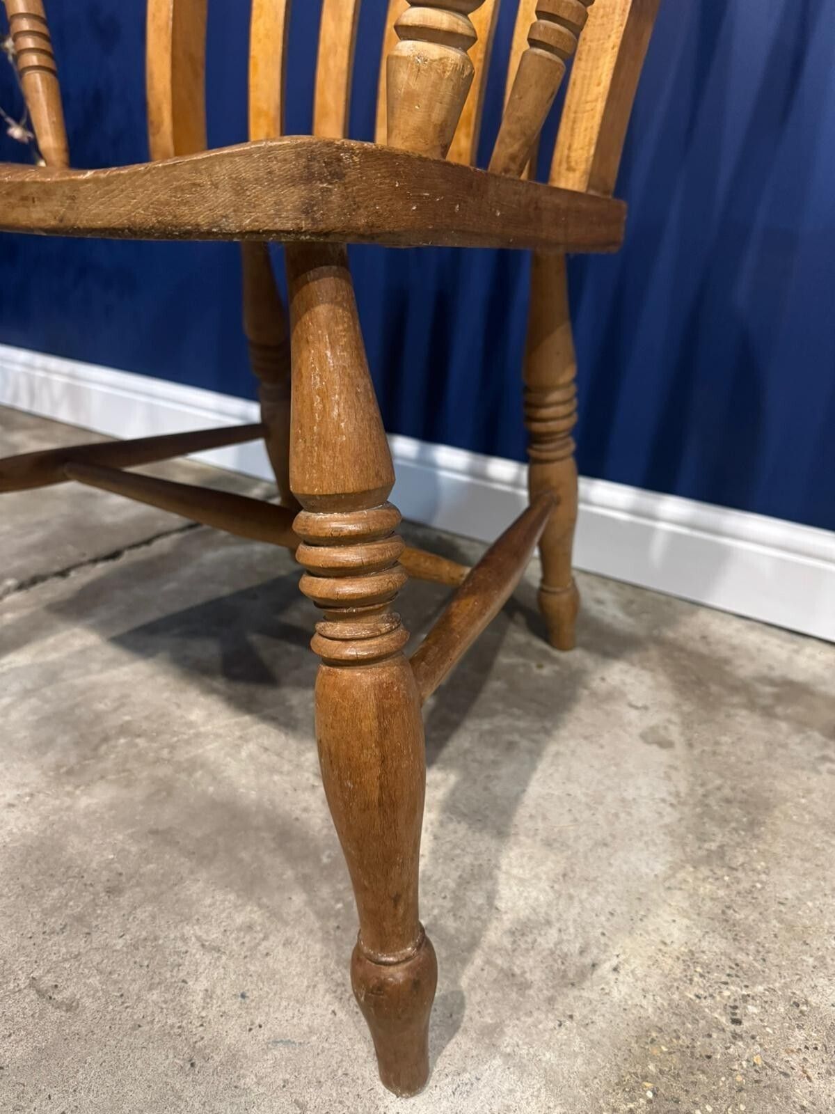photo buy Antique Elm Armchaihair Farmhouse Rustic Kitchen Dining Chair Victorian Bedroom.