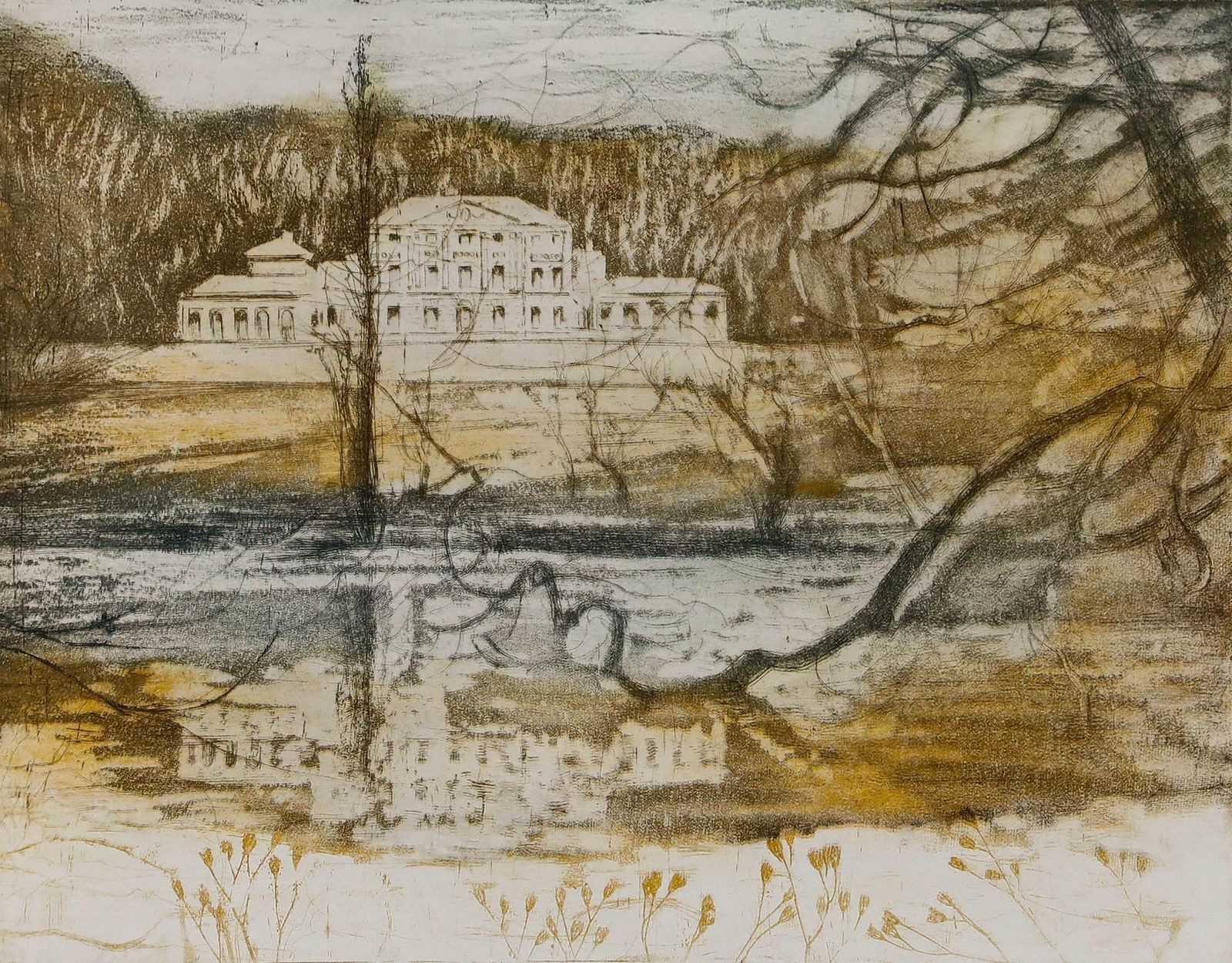 Pat Mallinson (1930 2008)   Contemporary Etching, Kenwood In Winter photo furniture