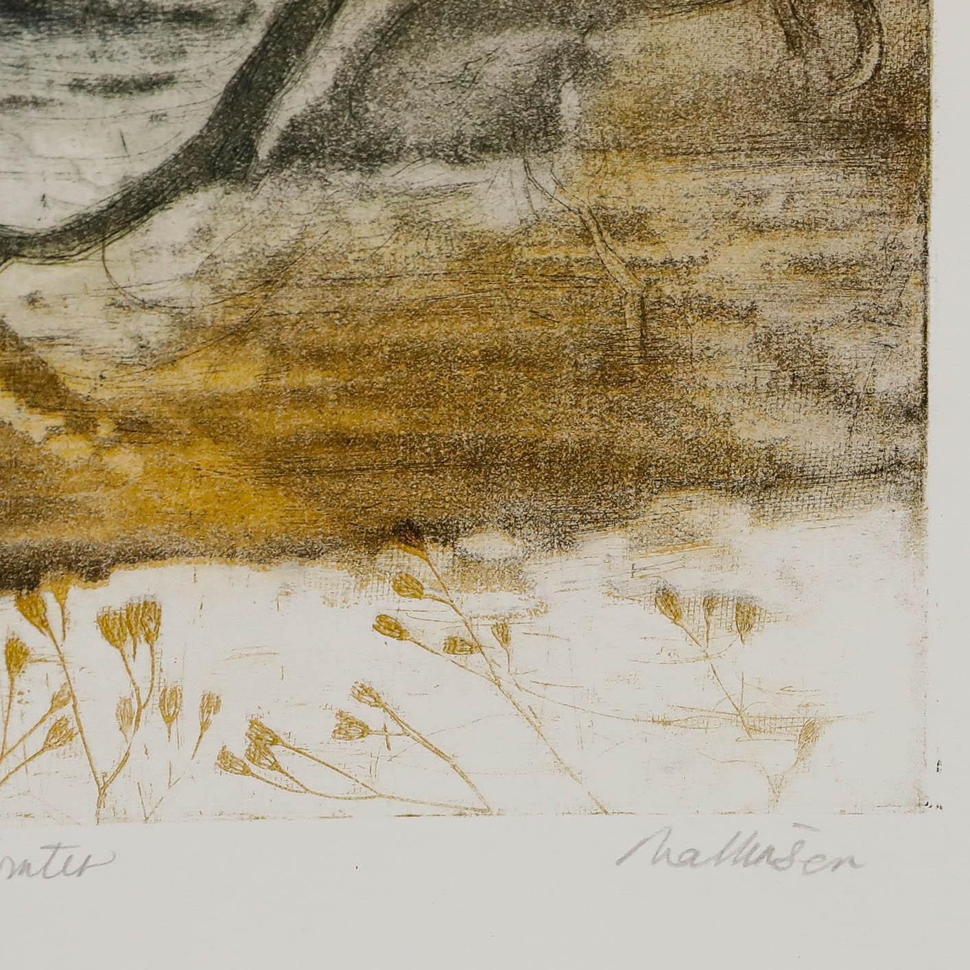 Pat Mallinson (1930 2008)   Contemporary Etching, Kenwood In Winter photo vinterior