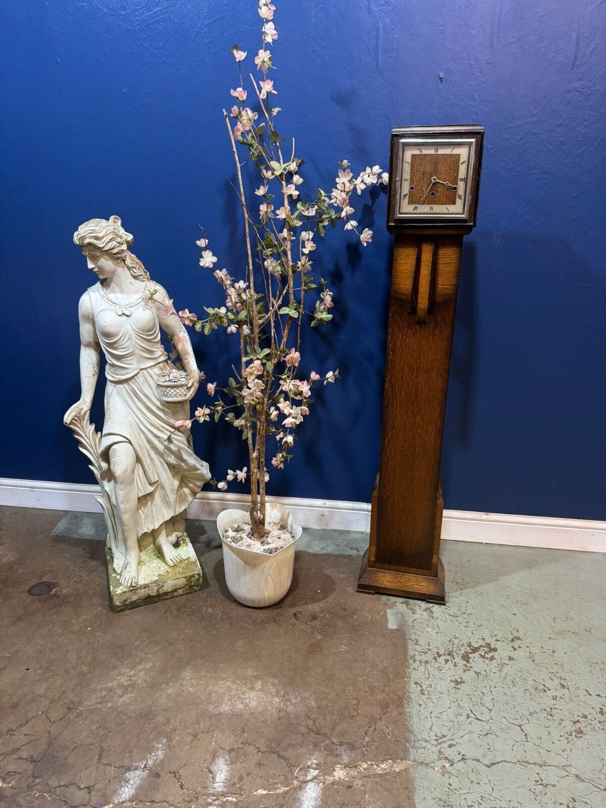 Antique Art Deco Grandmother Clock Granddaughter Long Case Vintage Working. photo for sale
