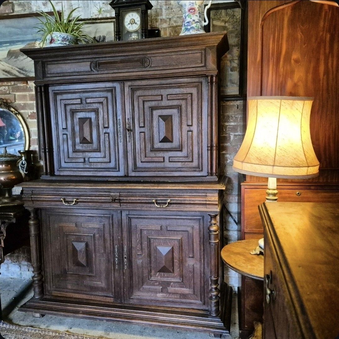 A Handsome Provincial French Oak Circa 1880 Geometric Sideboard Larder Cupboard photo furniture