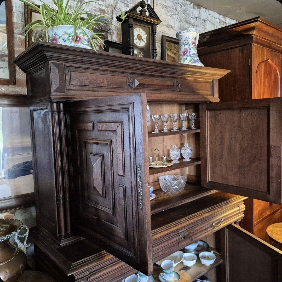 A Handsome Provincial French Oak Circa 1880 Geometric Sideboard Larder Cupboard photo vinterior