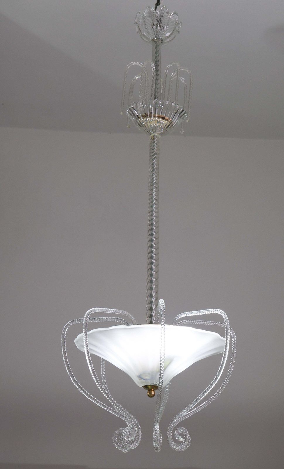 Art Decò Barovier E Toso "Fountain" Murano Glass Chandelier, 1950 photo furniture