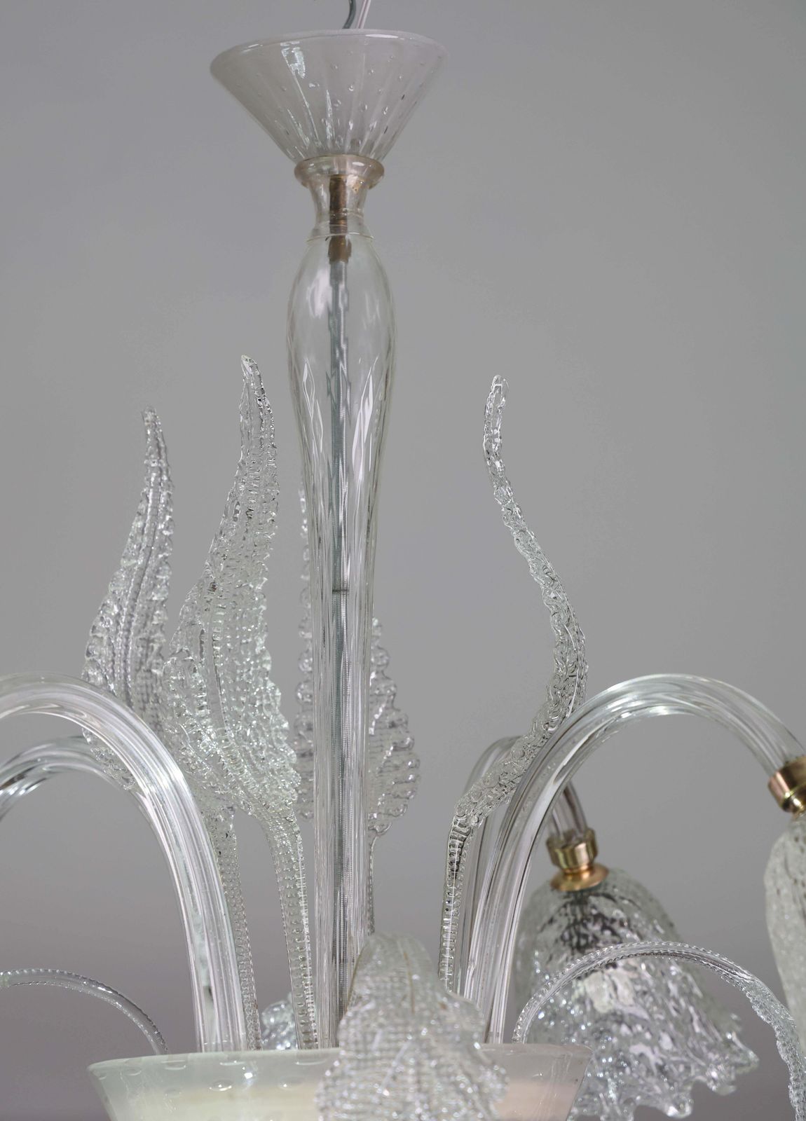 photo vintage Italian Art Deco Chandelier By Barovier & Toso "Bubble" Murano Glass, 1940s