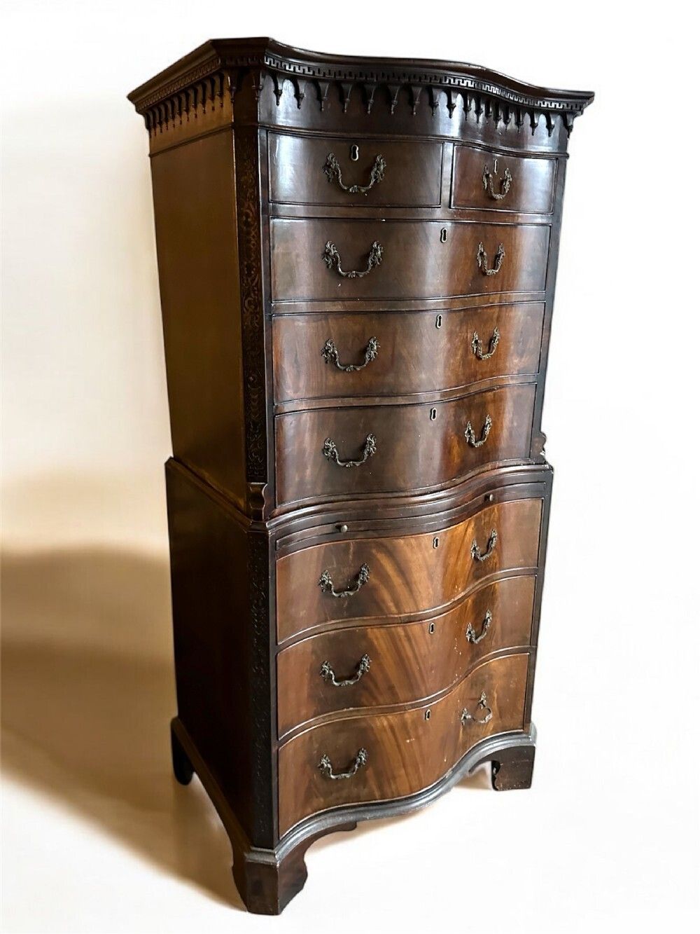 Late 19th Century Mahogany Serpentine Front Chest On Chest photo furniture