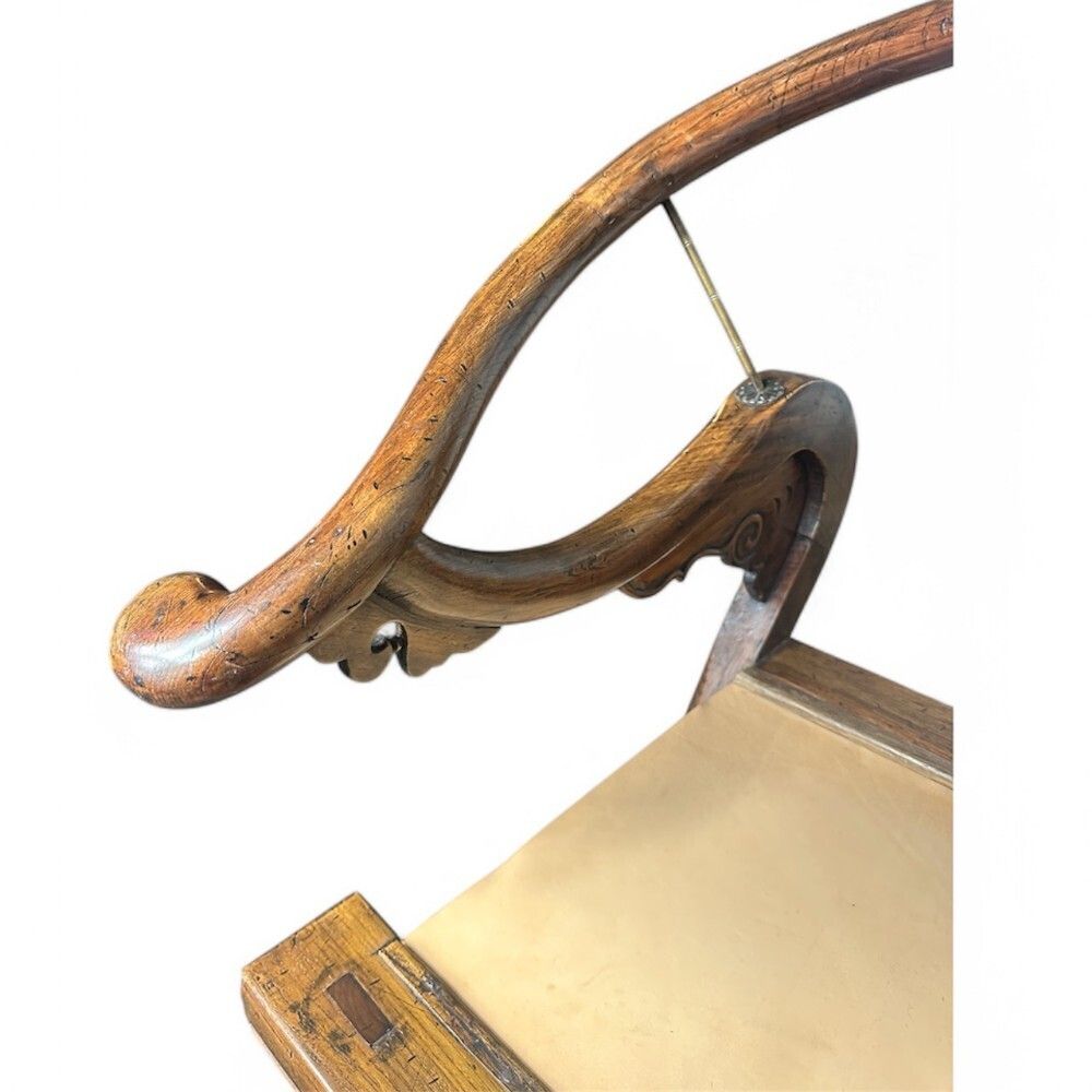 Antique Chinese Folding Horseshoe Back Throne Chair, 19th Century photo 1500.0