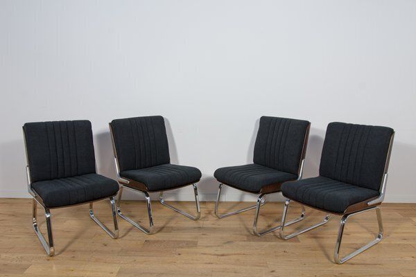 Chrome And Rosewood Chairs From Gordon Russell, United Kingdom, 1970s, Set Of 4