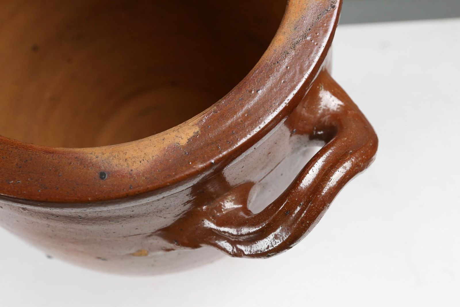 Large Glazed Brown Ceramic Pot, Belgium, 1800s photo 838.0