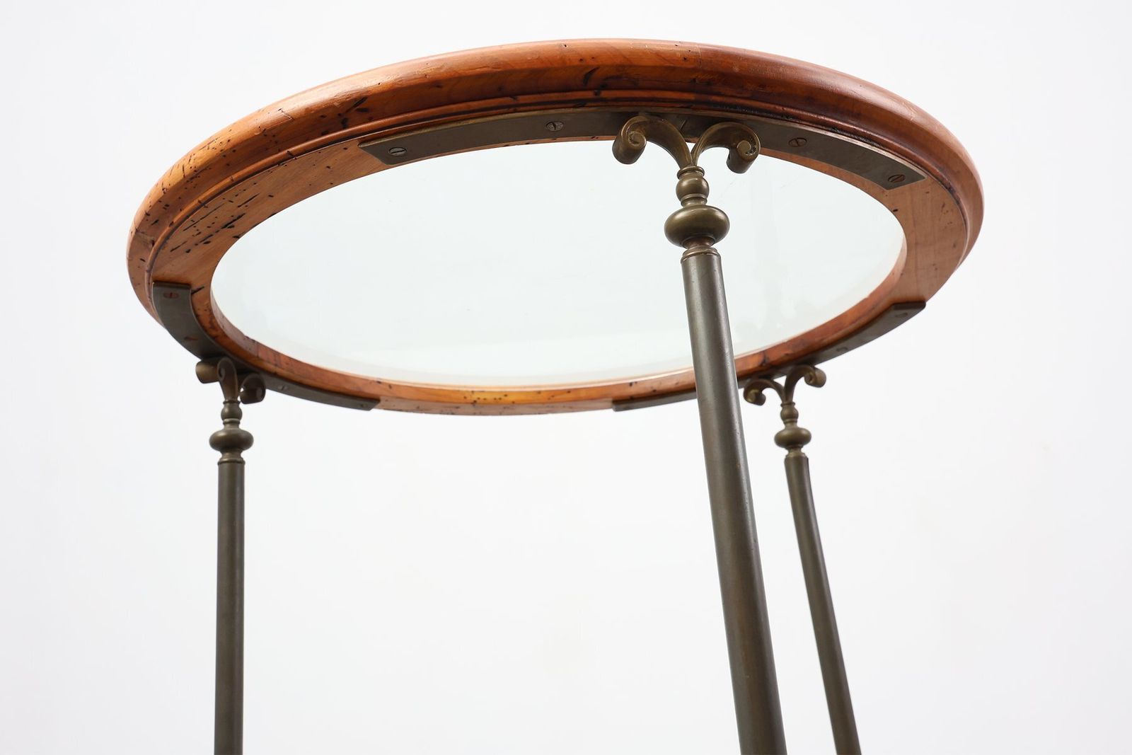 Rustic Copper And Walnut Serving Trolley With Glass Top, France, 1900s photo 1865.0