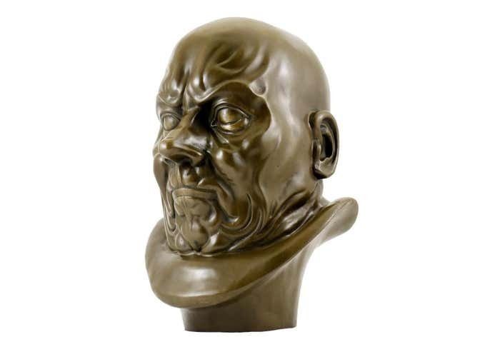 Neoclassical Bronze Character Dead Bust, Dark Patina, 18th Century Style photo Art
