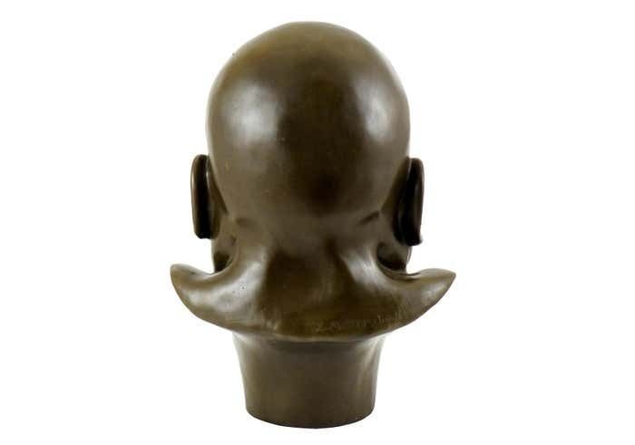 Neoclassical Bronze Character Dead Bust, Dark Patina, 18th Century Style photo vintage
