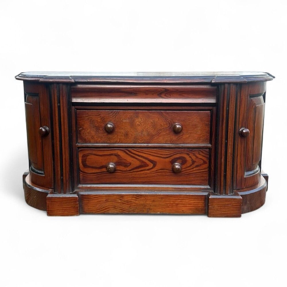 Victorian Pitch Pine Apprentice Cabinet With Ebonised Moulding photo furniture