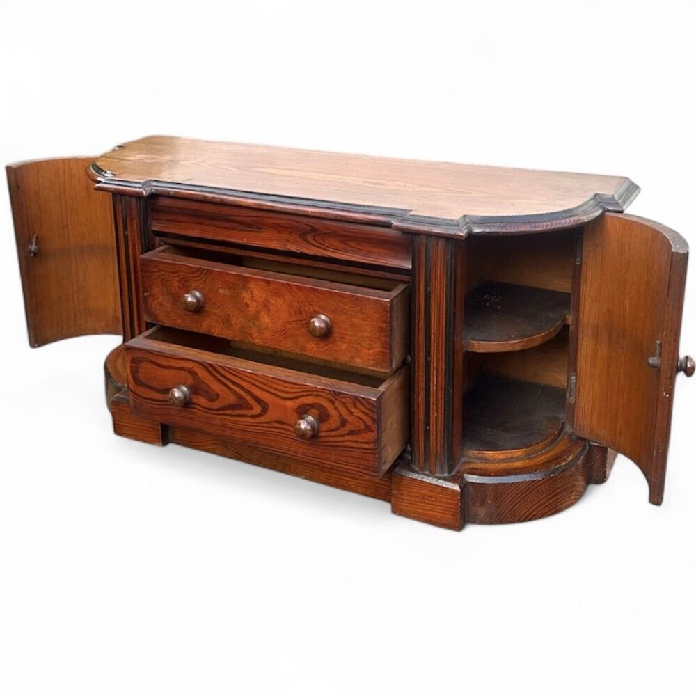 Victorian Pitch Pine Apprentice Cabinet With Ebonised Moulding photo 850.0