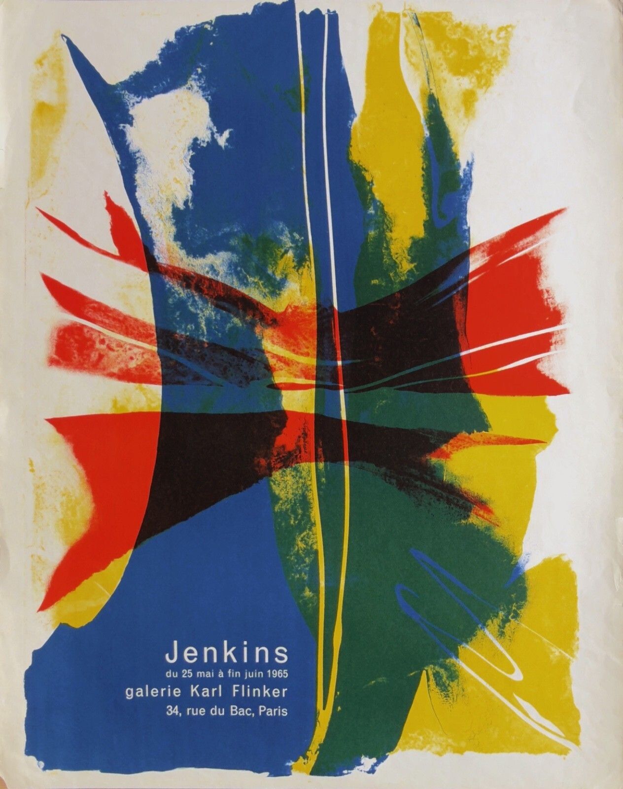 Paul Jenkins Poster Affiche En Lithographie Expo Galerie Karl Flinker Paris 1965.