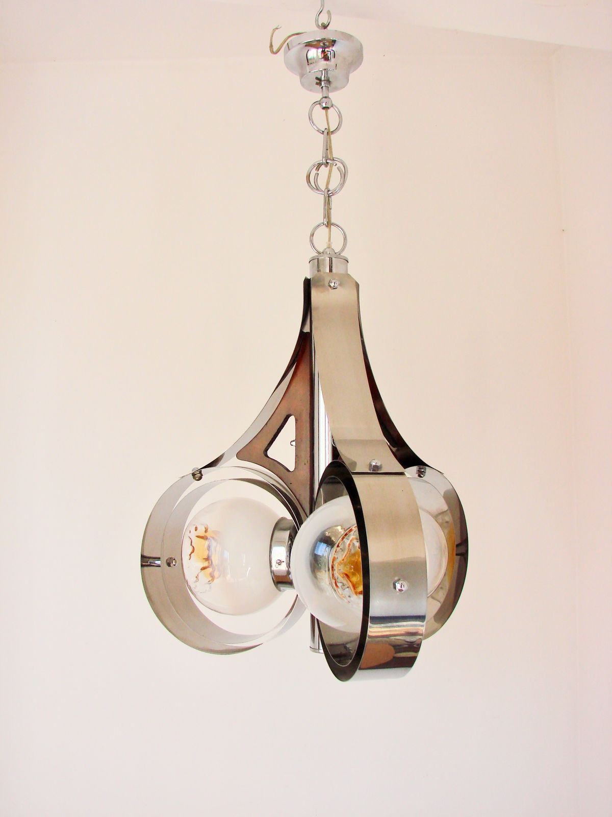 Mazzega Murano Pendant Lamp, Italy, 1970s – Chrome And Art Glass photo furniture