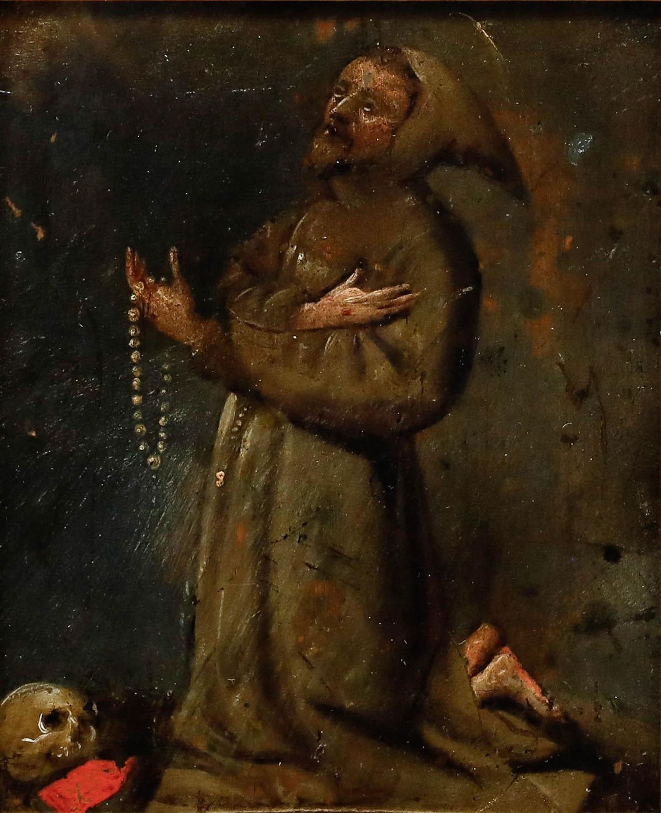 Framed 17th Century Oil   Saint Francis Of Assisi photo furniture