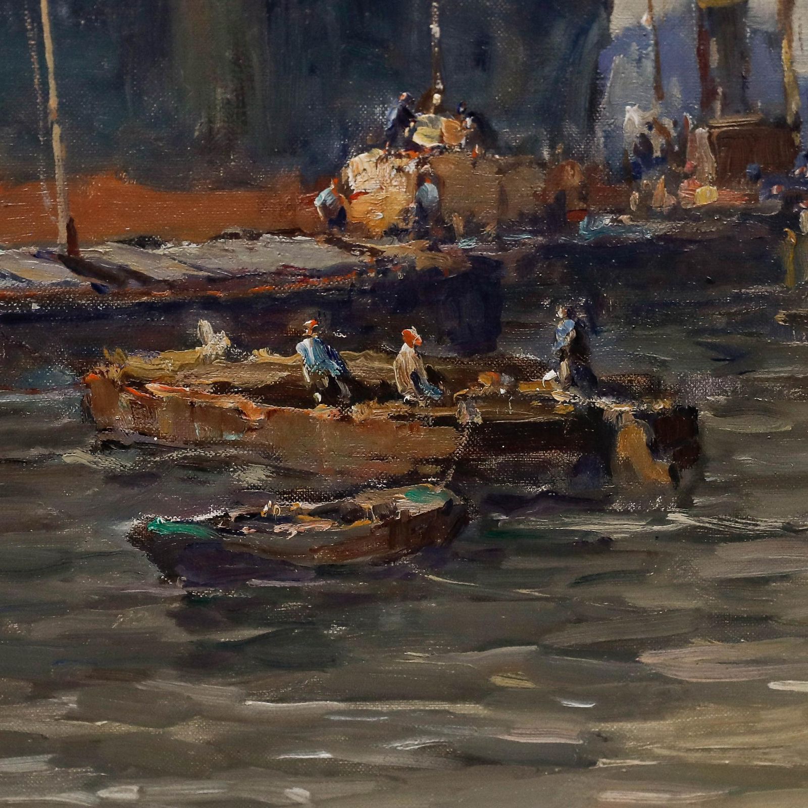 Gerard Wiegman (1875 1964)   Mid 20th Century Oil, Loading The Cargo Ship photo vinterior