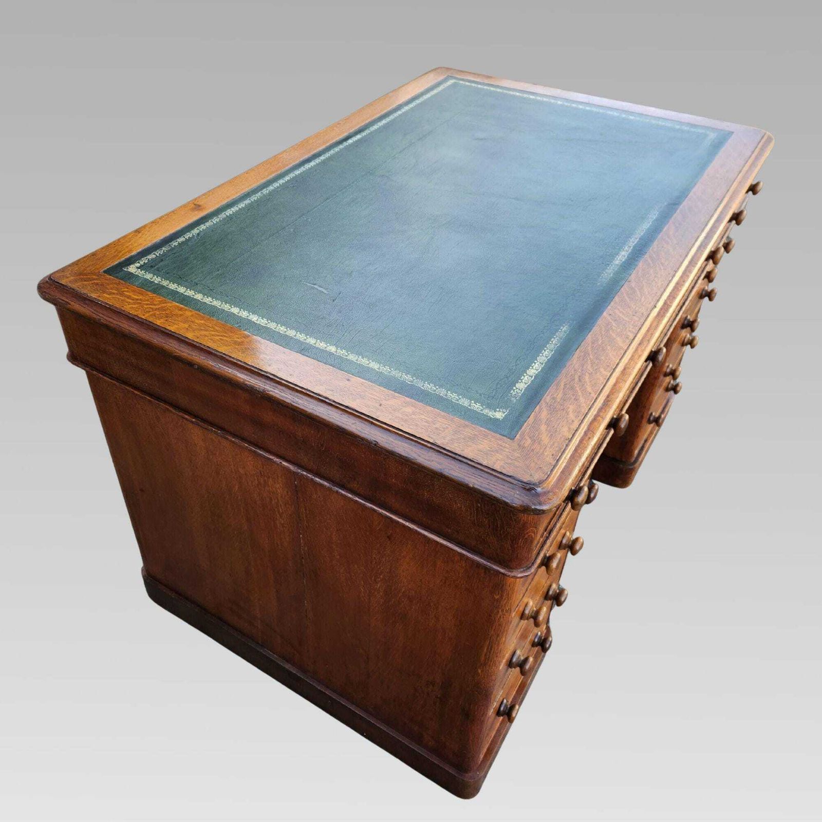 Exceptional Antique Victorian Oak Pedestal Office Partners Writing Desk photo Furniture