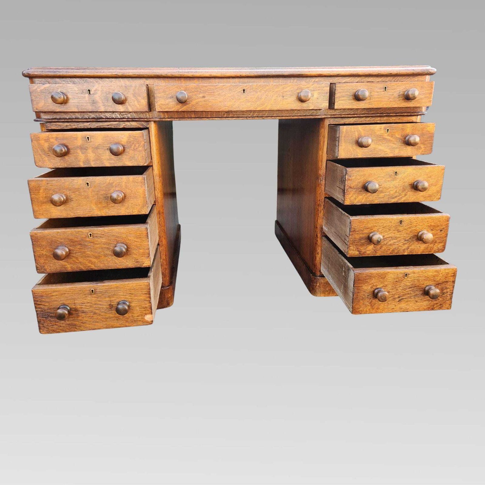 Exceptional Antique Victorian Oak Pedestal Office Partners Writing Desk photo 895.0