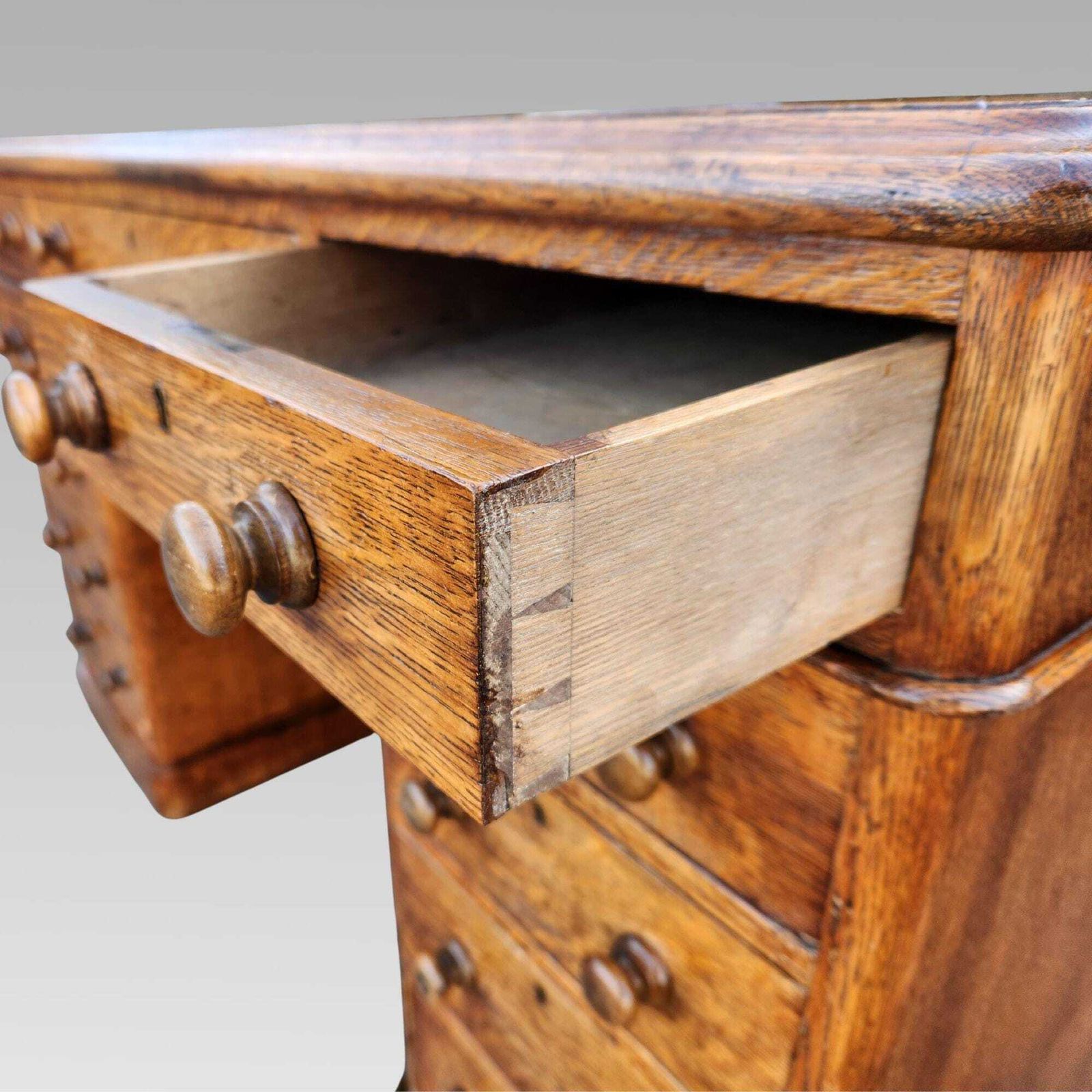 Exceptional Antique Victorian Oak Pedestal Office Partners Writing Desk photo vinterior