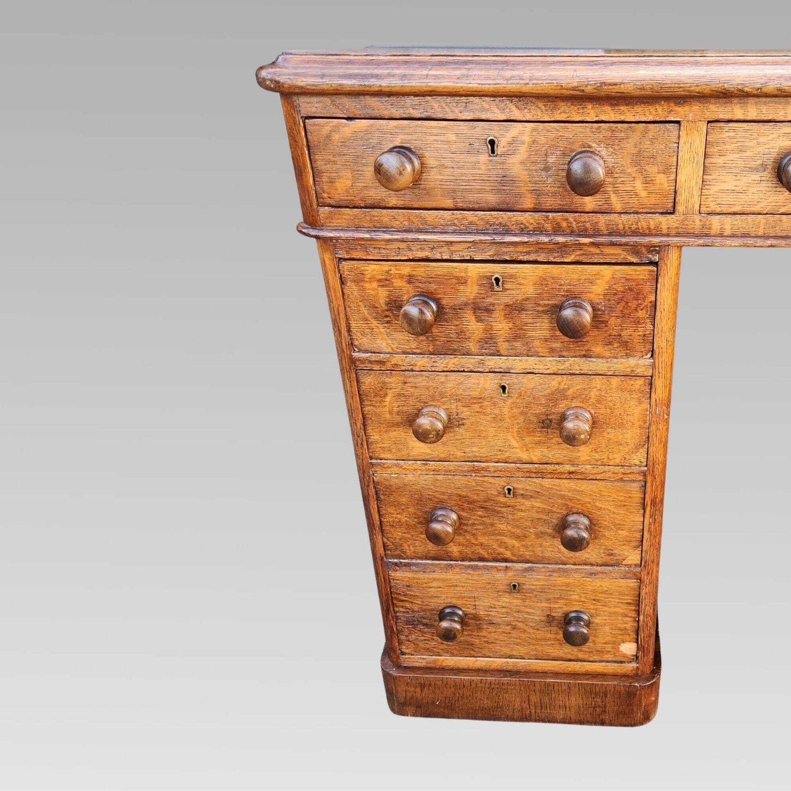 photo furniture Exceptional Antique Victorian Oak Pedestal Office Partners Writing Desk