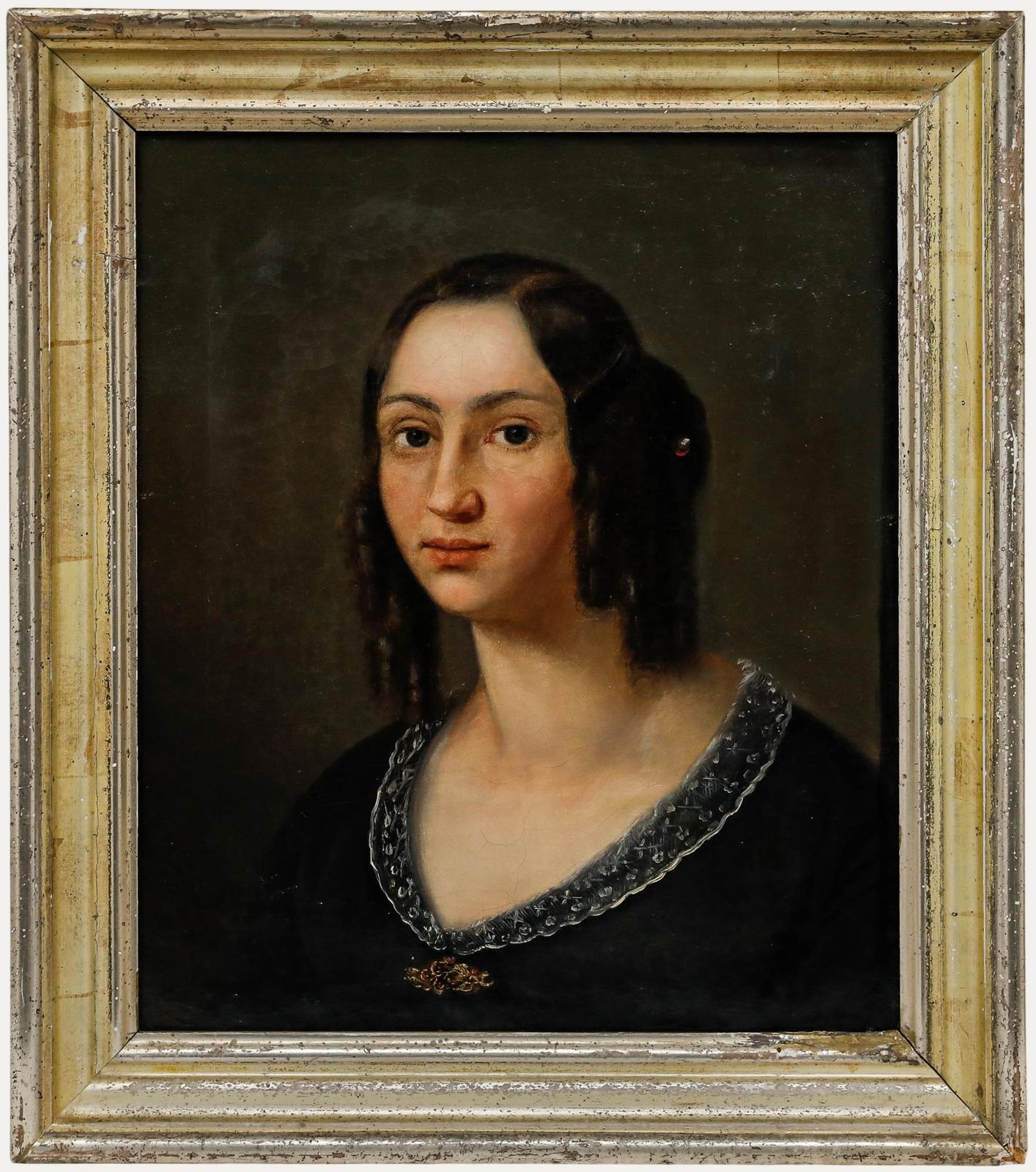 Scandinavian School Early 19th Century Oil   Girl With Ringlets