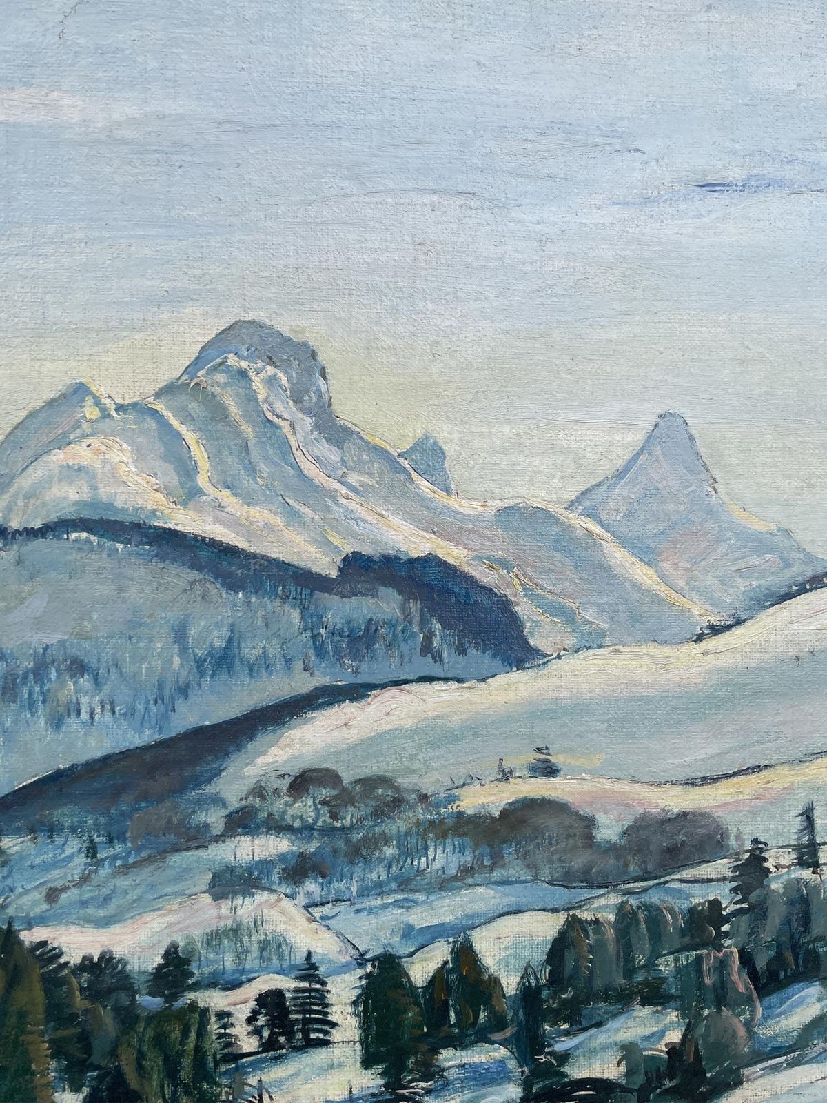 Snowy Alpine Landscape Oil On Canvas   Harald Tillberg photo Art