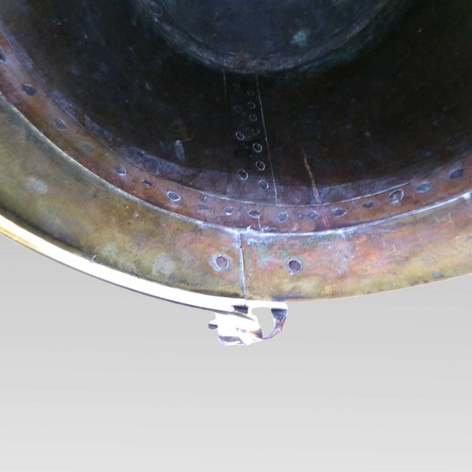 Quality Large Antique Riveted Polished Copper & Brass Coal Fireplace Log Bucket photo vintage