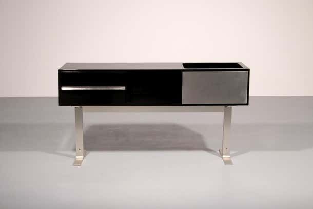 Stunning Willy Rizzo Bar / Sideboard In Black & Stainless Steel, Italy 1969 photo Furniture