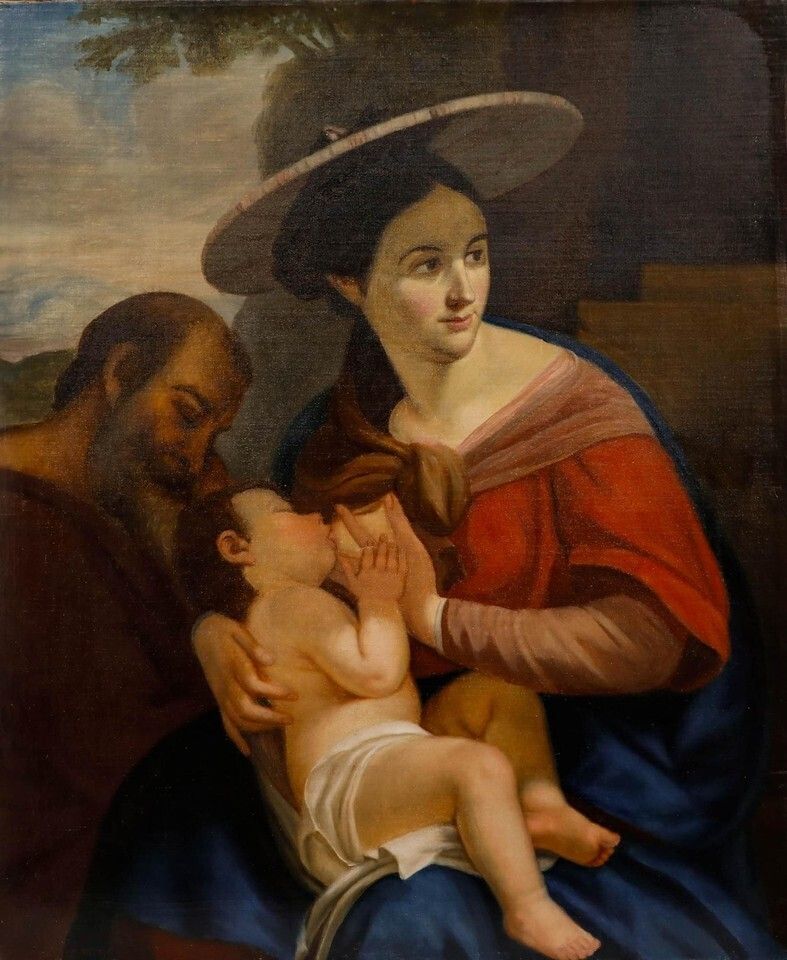 19th Century Oil   The Rest On The Flight Into Egypt photo furniture