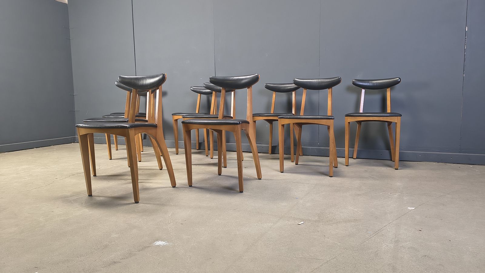 photo furniture Mid Century Belgian Dining Chairs, Set Of 10, 1960s