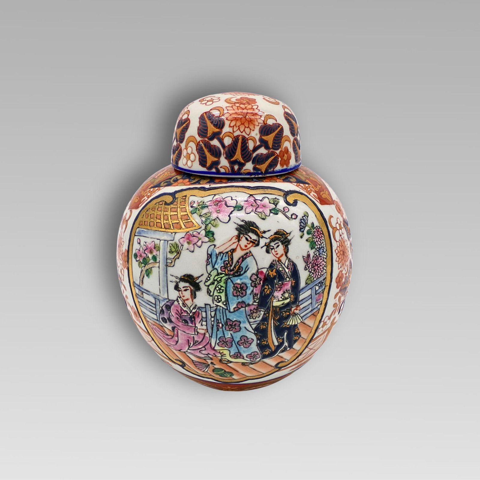 Charming Vintage Chinese Famille Rose Oriental Hand Painted Ginger Jar photo furniture