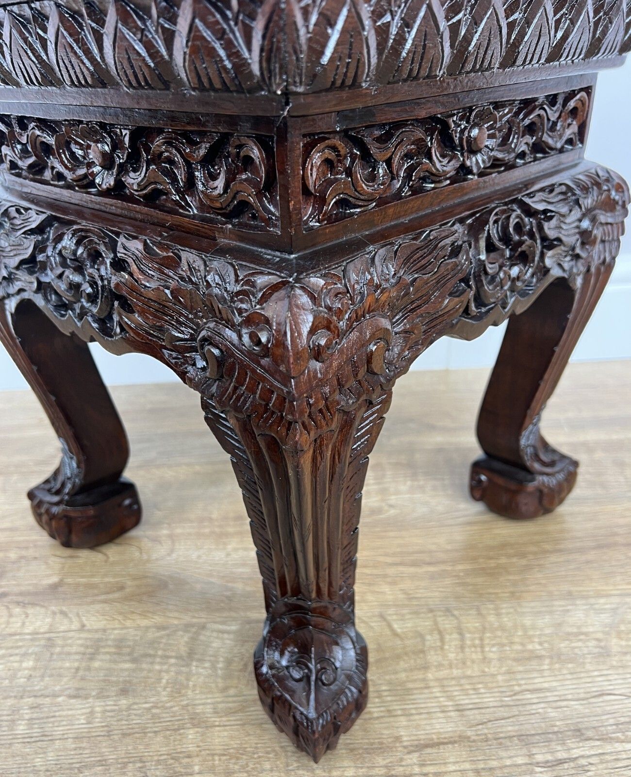 Plant Stand Vintage Chinese Style Mahogany Carved Table photo buy