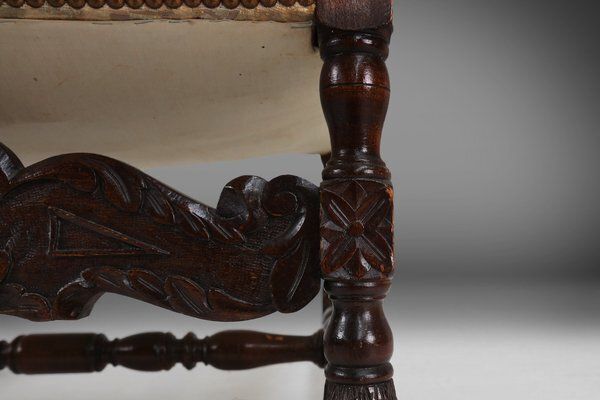 photo for sale Antique Renaissance Throne Armchair In Carved Oak, France, 1850s