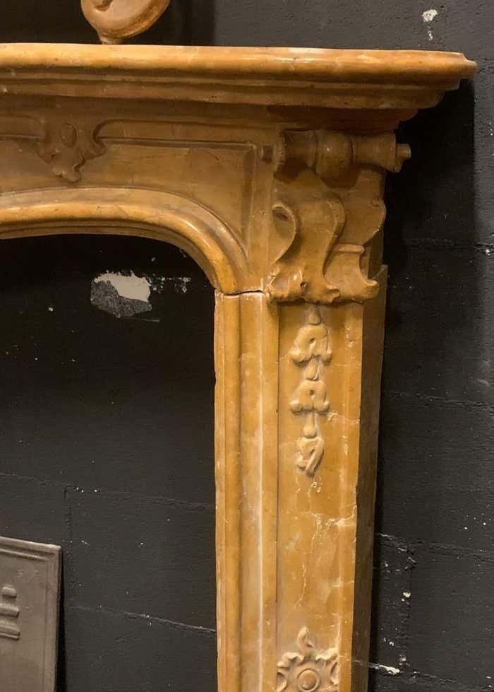 Siena Yellow Marble Fireplace Frame, Carved, Italy photo vinterior