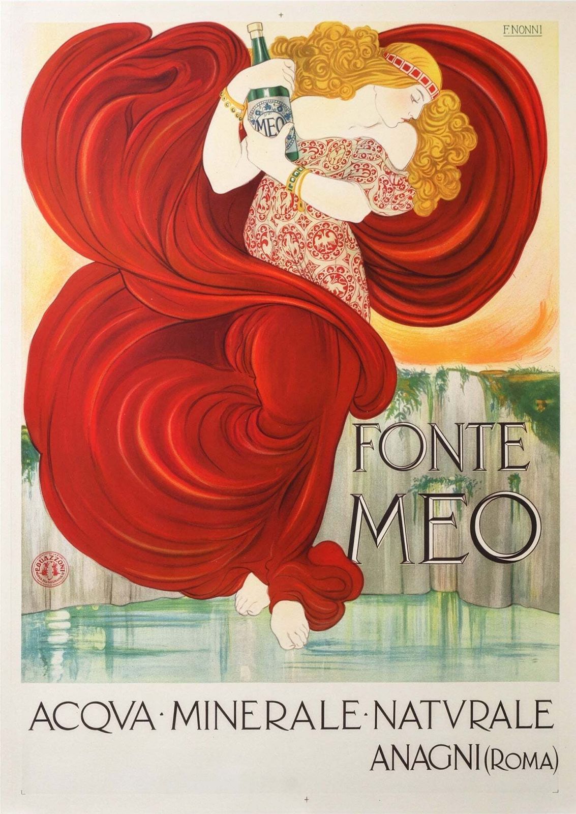 Fonte Meo C1910 Italian Advertising Poster, Francesco Nonni