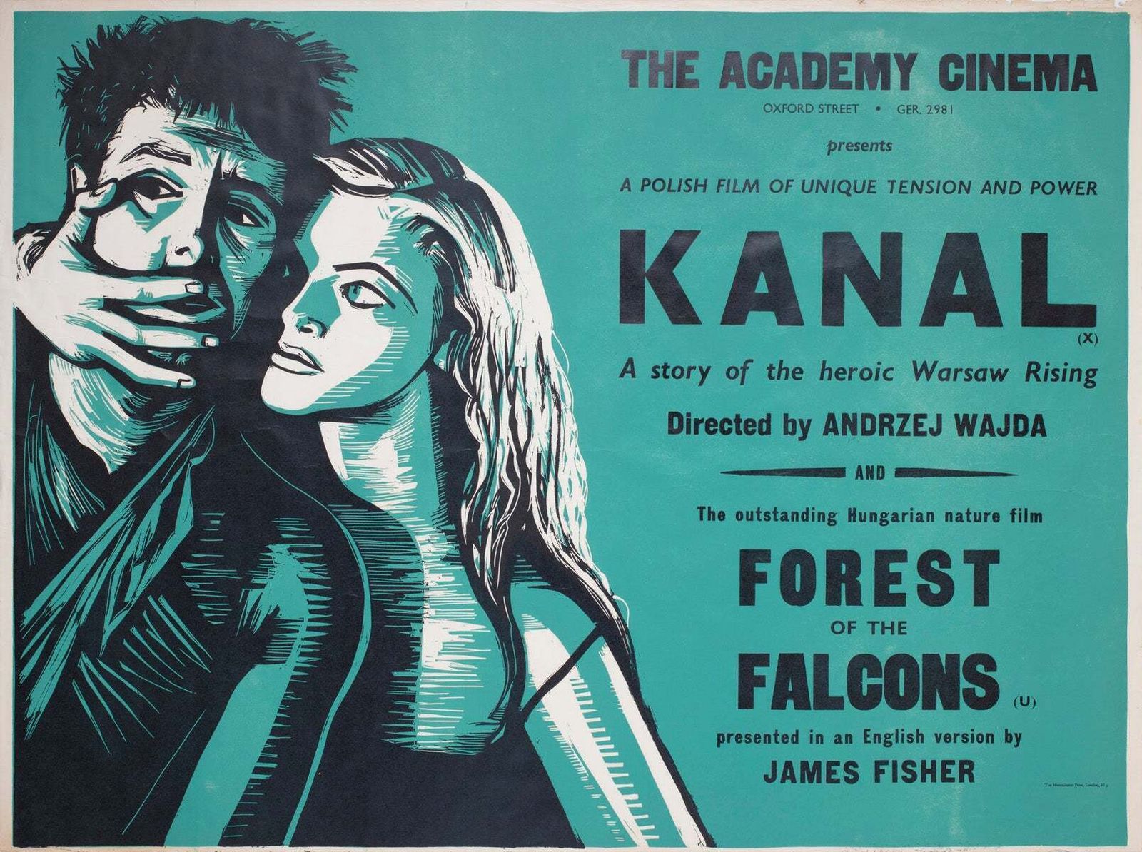 Kanal 1970s Academy Cinema Uk Quad Film Poster, Peter Strausfeld