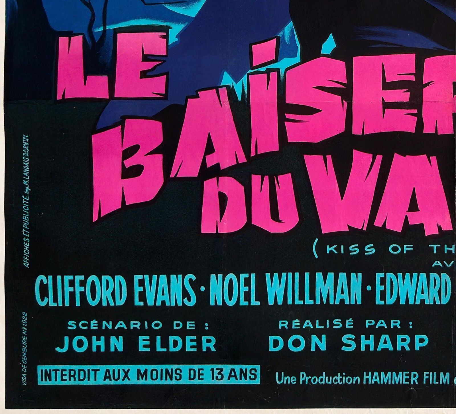 The Kiss Of The Vampire 1964 French Grande Film Poster, Guy Gerard Noel photo buy