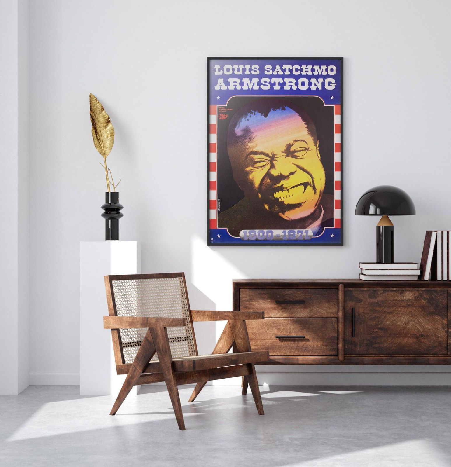 Louis Armstrong 1975 Polish Jazz Poster, Walicki photo for sale