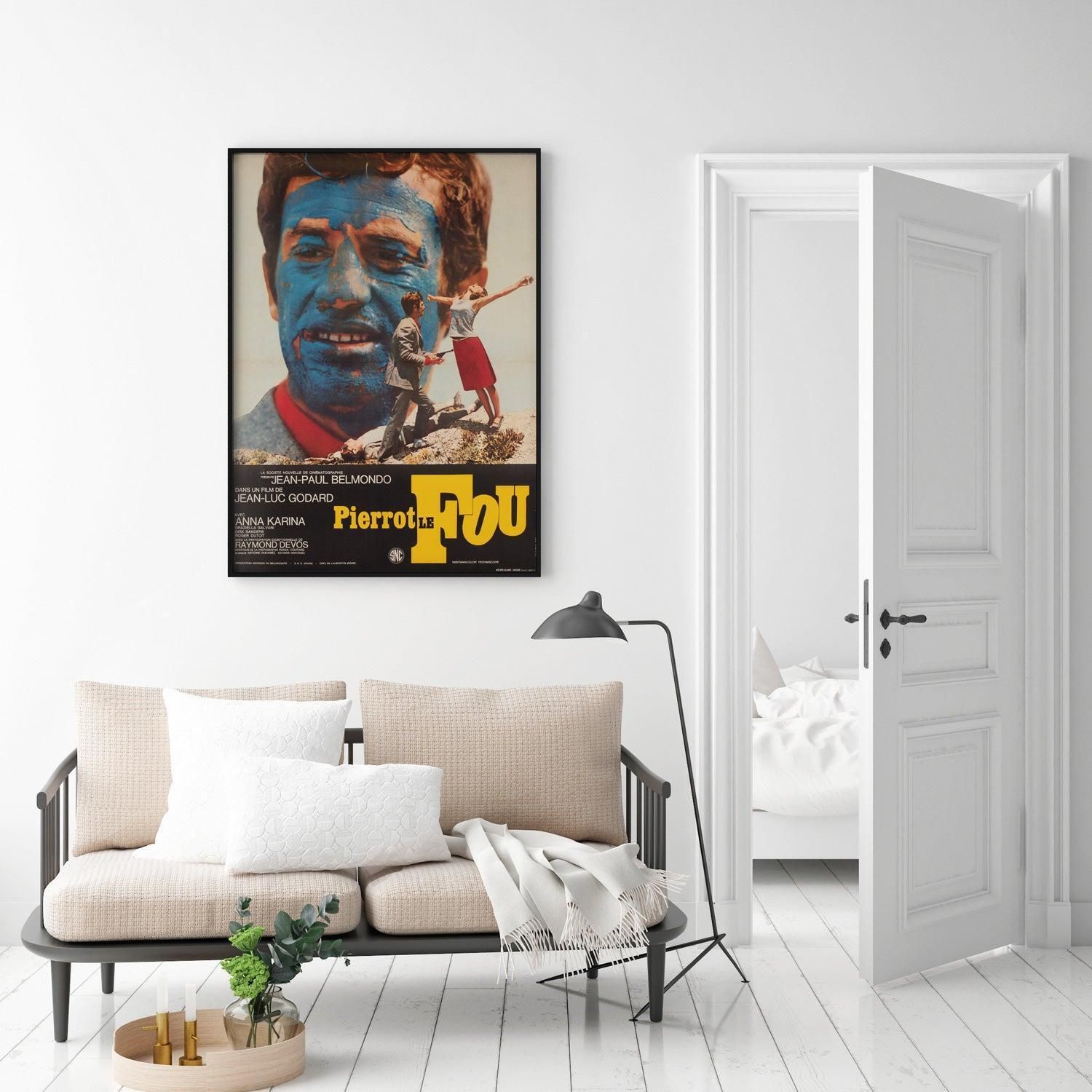 Pierrot Le Fou 1965 French Moyenne Film Poster photo furniture