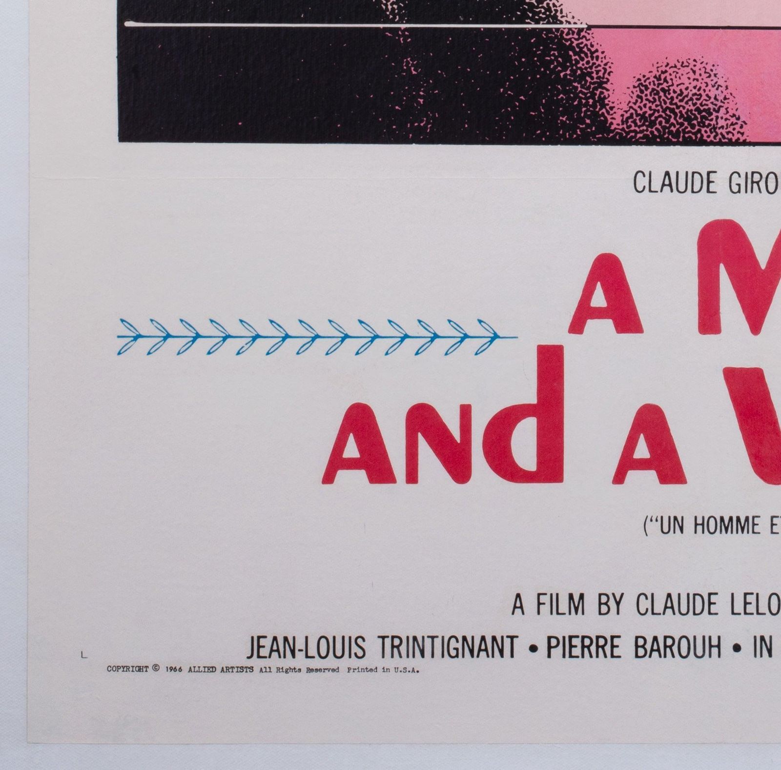 Un Homme Et Une Femme 1966 Us 1 Sheet Film Poster photo buy