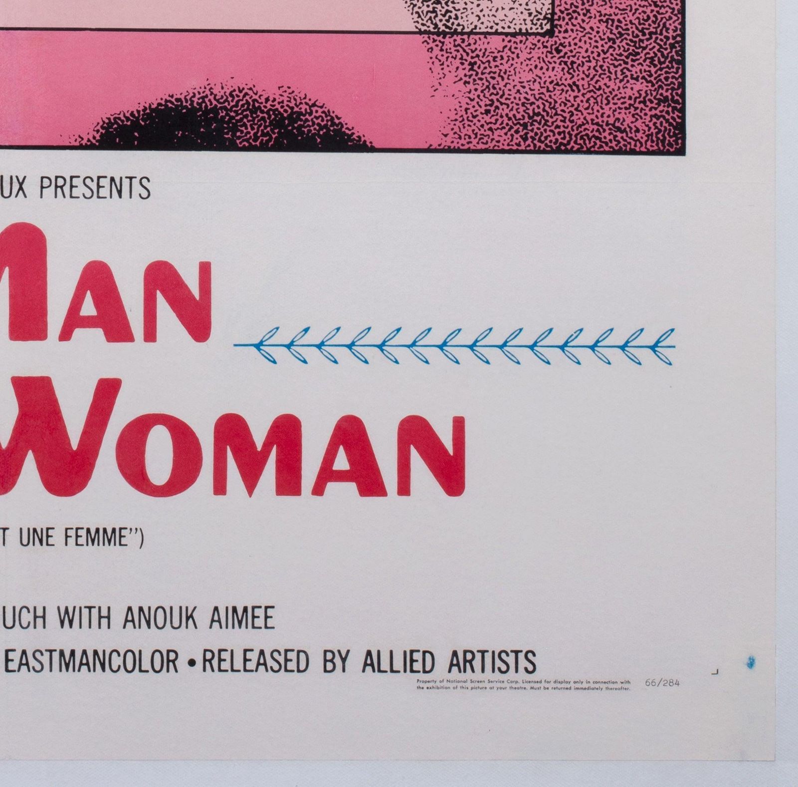 Un Homme Et Une Femme 1966 Us 1 Sheet Film Poster photo vintage