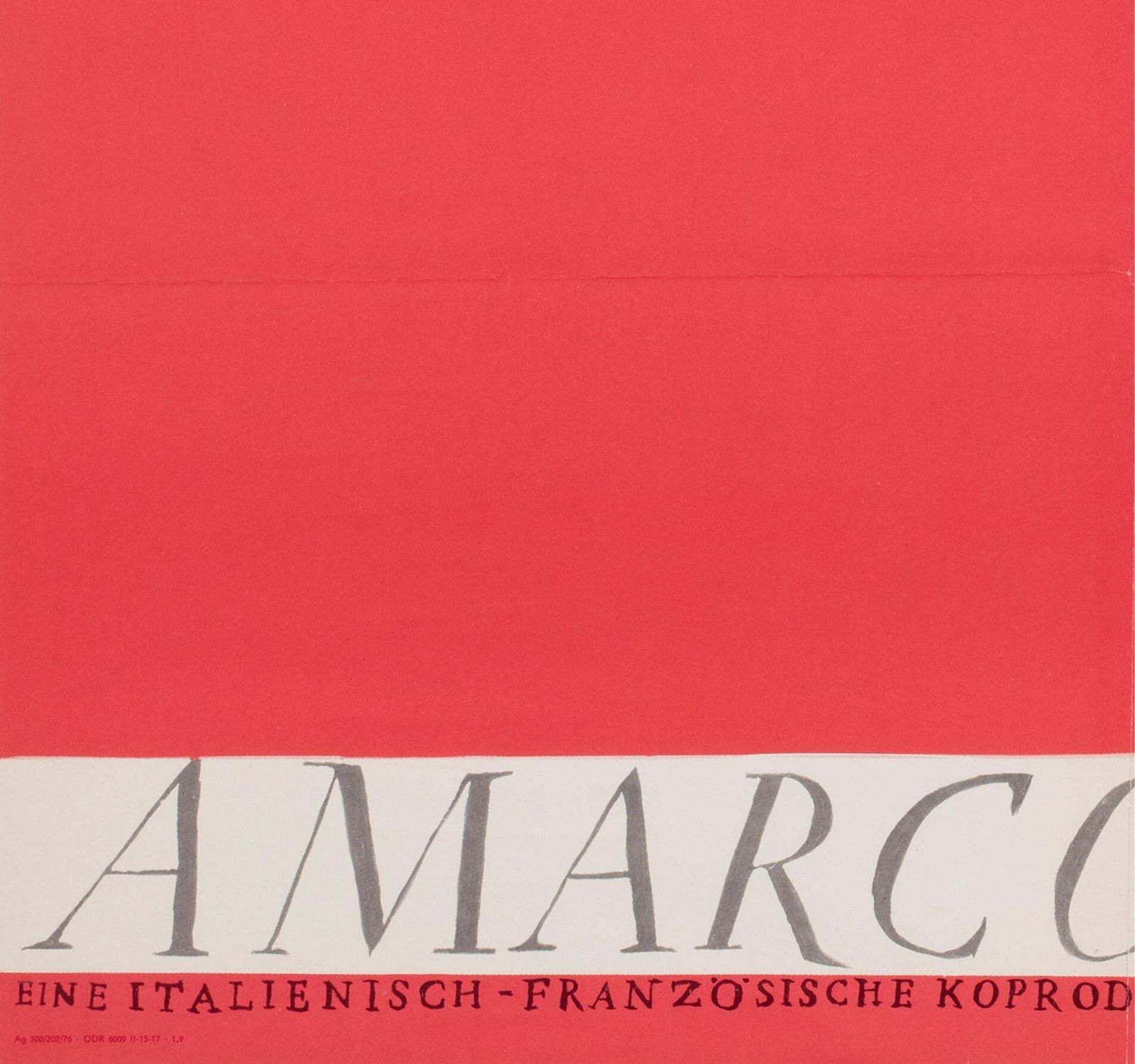 Amarcord 1976 East German A1 Style B Film Poster, Erhard Gruttner photo buy
