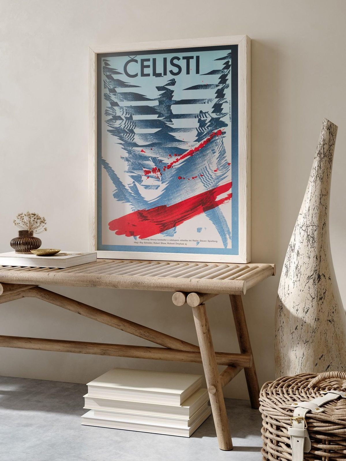 Jaws R1987 Czech A3 Film Poster, Zdenek Ziegler photo furniture