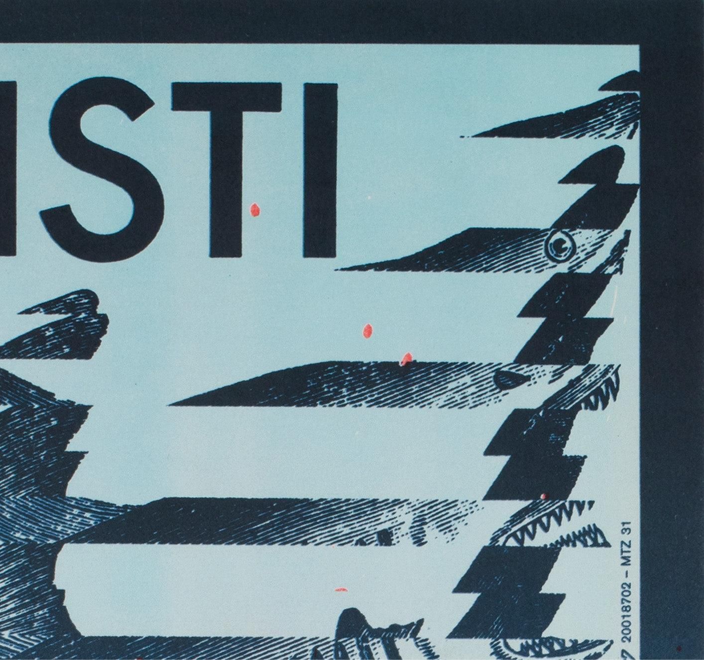 Jaws R1987 Czech A3 Film Poster, Zdenek Ziegler photo Art