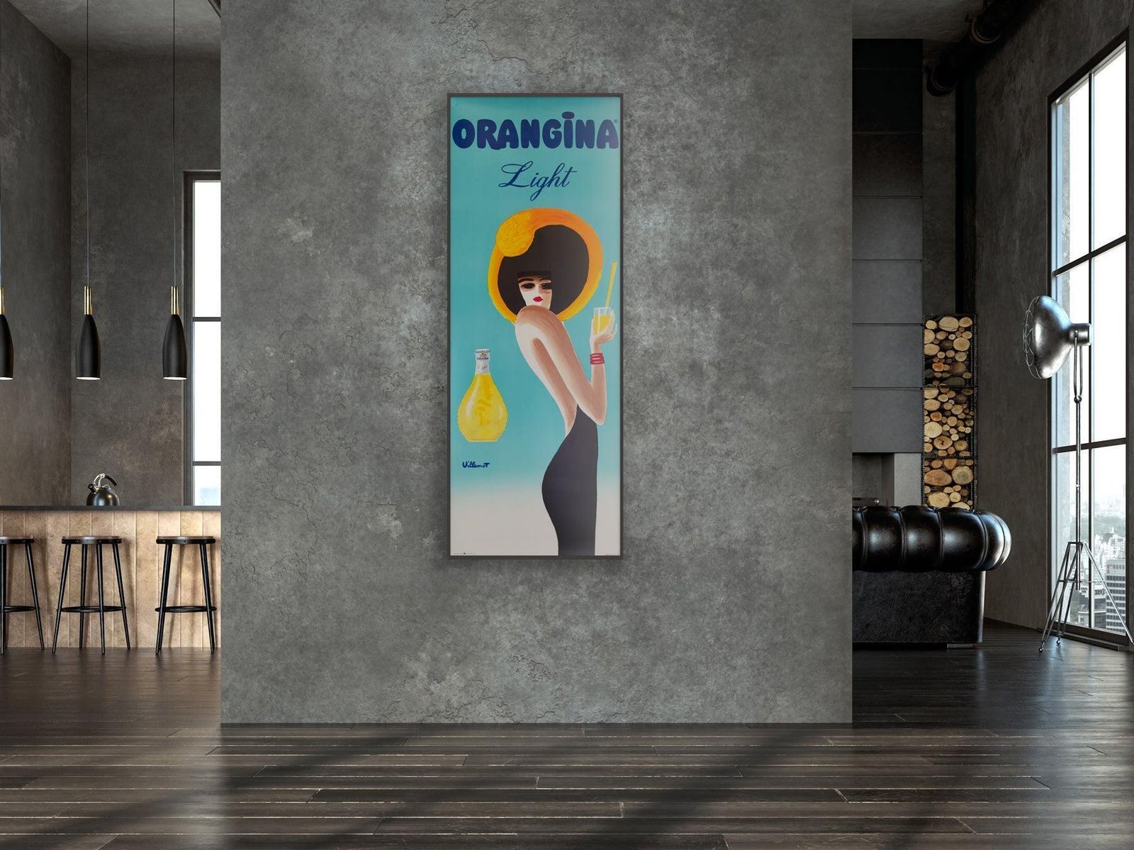 Orangina Light C1988 French Beverage Advertising Poster, Bernard Villemot photo furniture