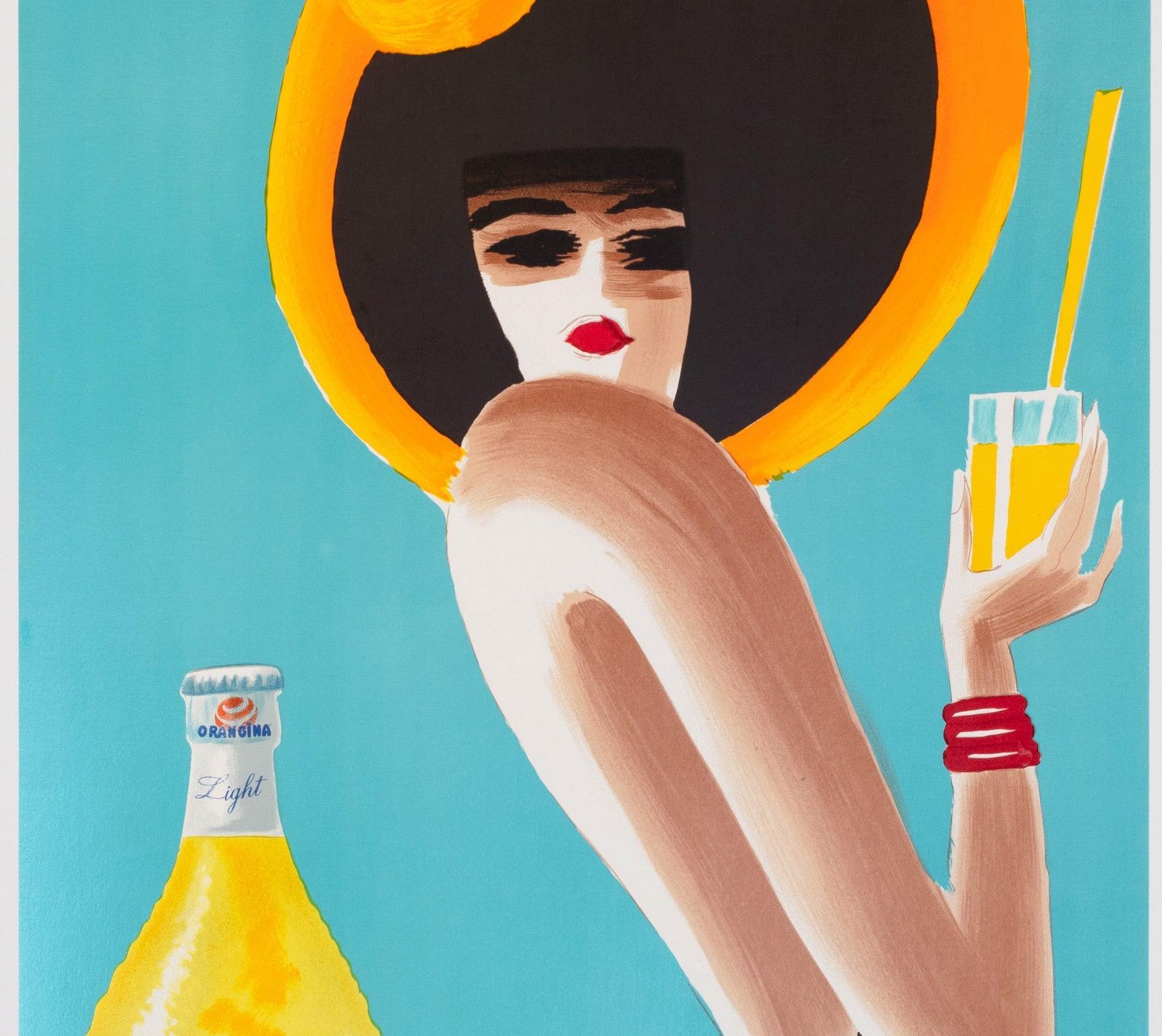 Orangina Light C1988 French Beverage Advertising Poster, Bernard Villemot photo Art