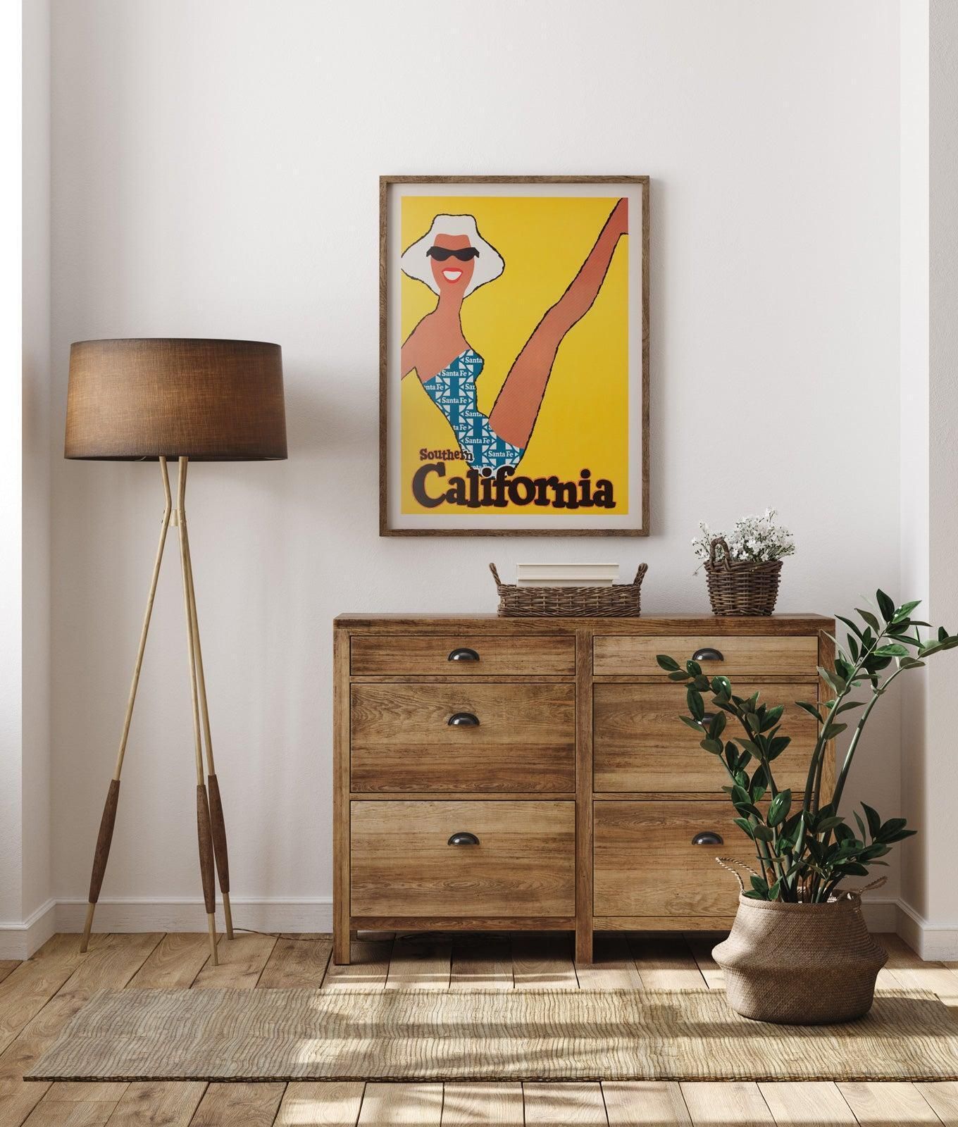 Southern California C1950s Santa Fe Railway Travel Poster photo furniture